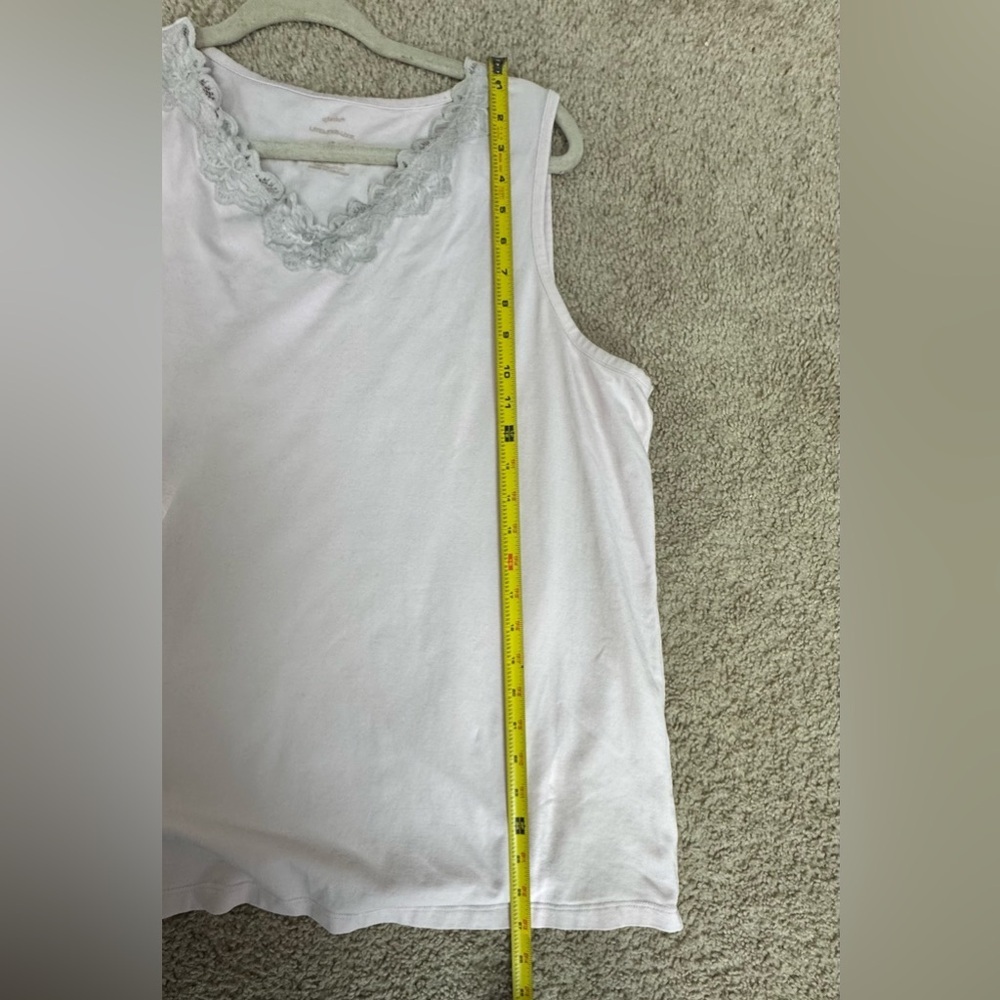 CJ Banks Light Pink Sleeveless Lace-Trim V-Neck Top | Size 1X - Picture 4 of 5